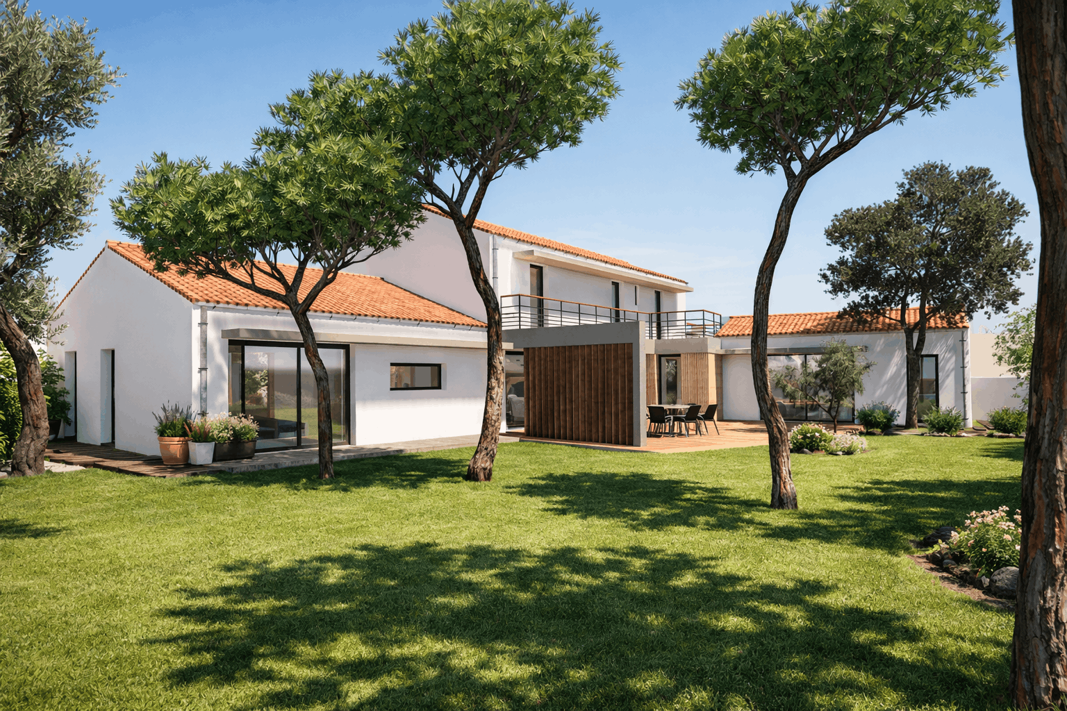 Vue maison extérieur coté jardin