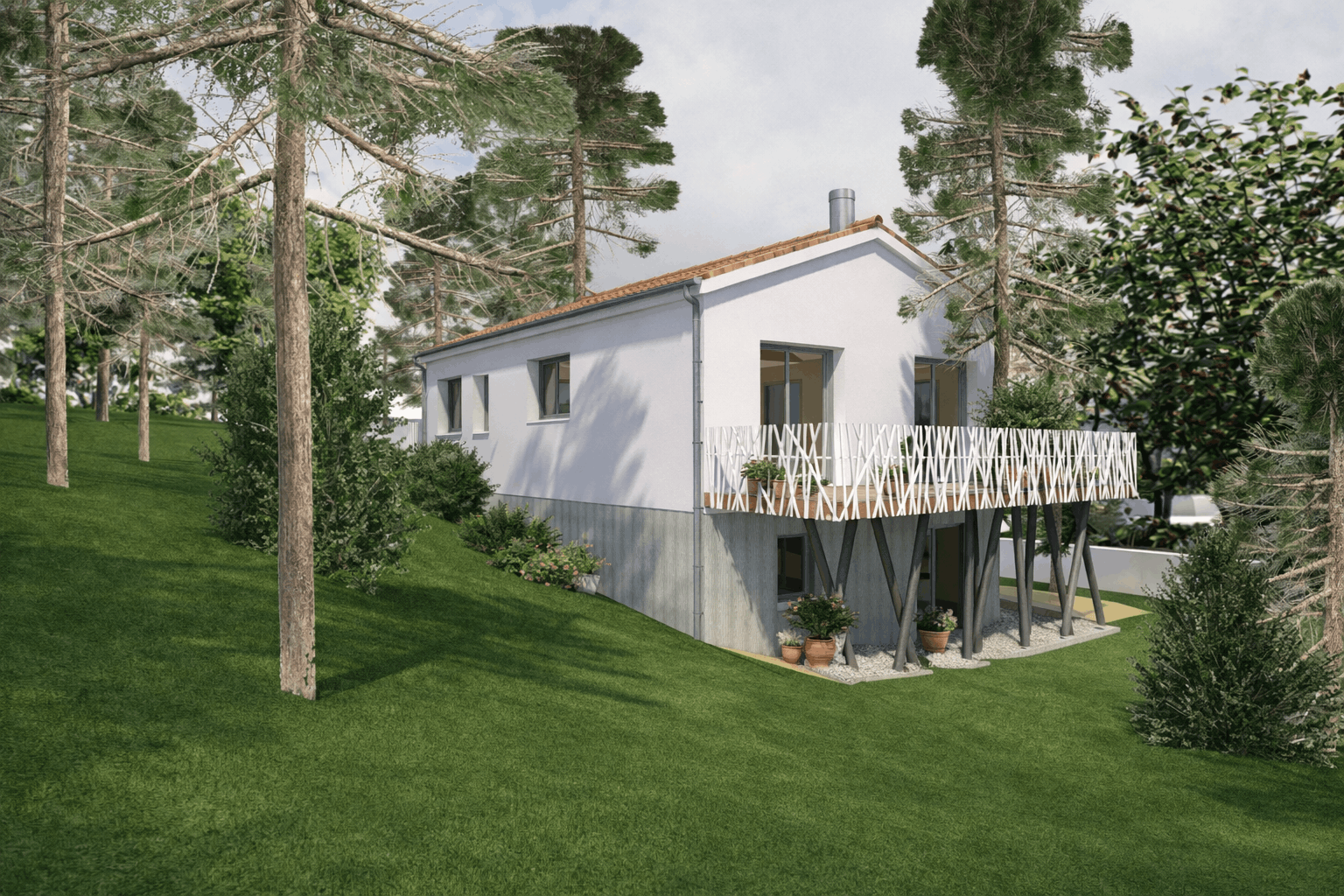Vue extérieur arrière maison