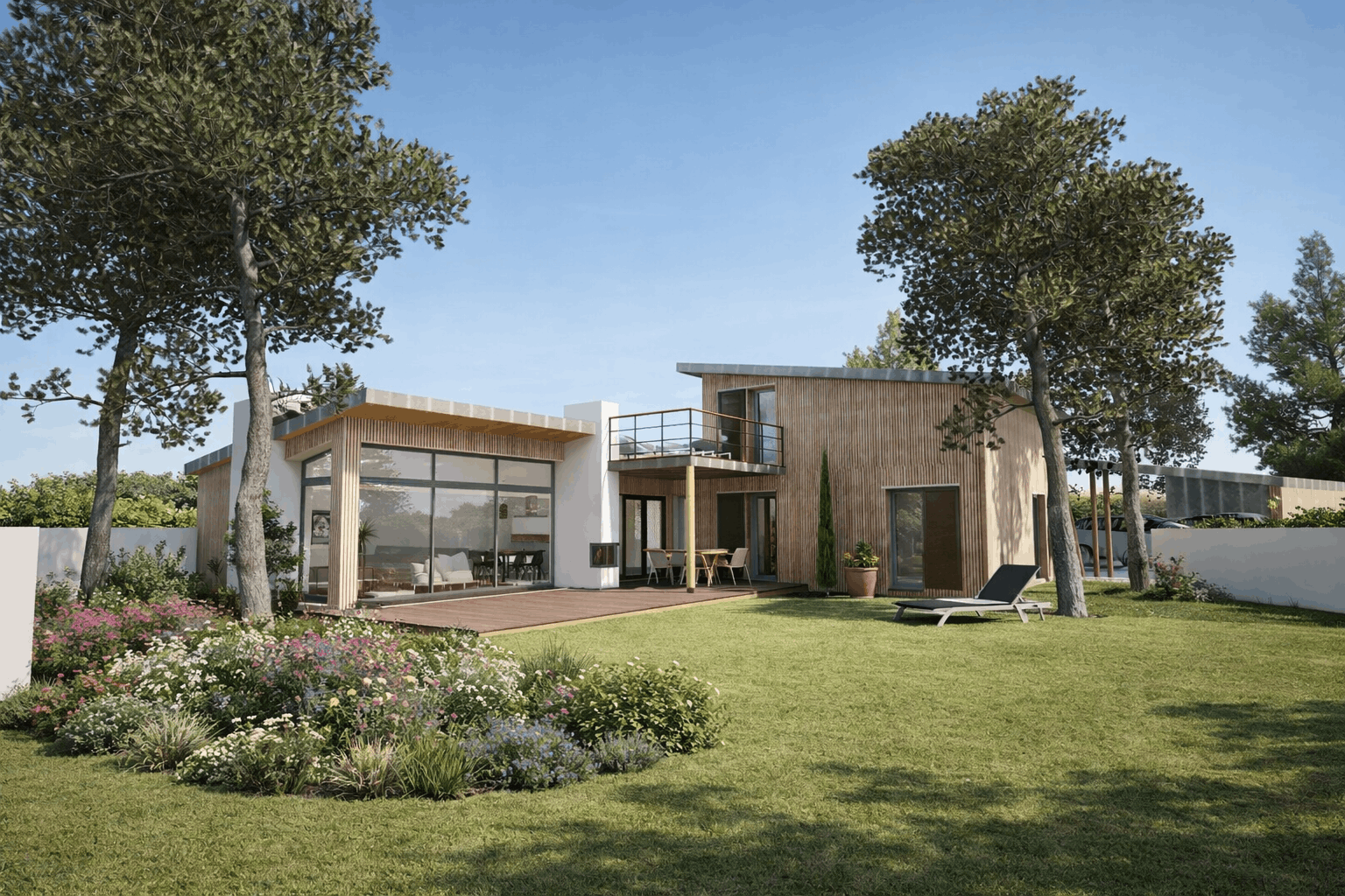 extérieur vue jardin maison architecte