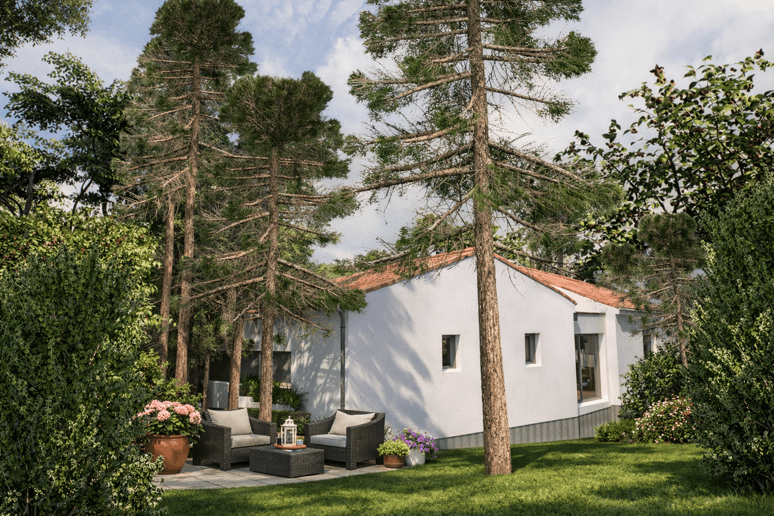 Vue extérieur arrière opposée maison