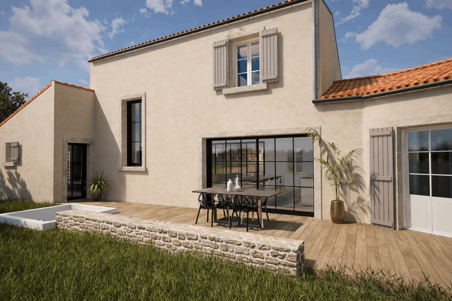 Maison vue extérieur avec vue terrasse
